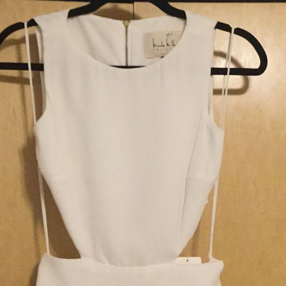 Long Crepe Column Dress with Side Cutouts - Picture 3 of 8